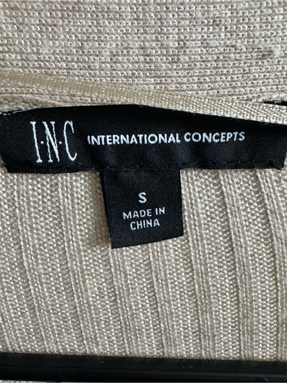 INC International Concepts Beige Ribbed Open-Front Cardigan - Picture 2 of 3